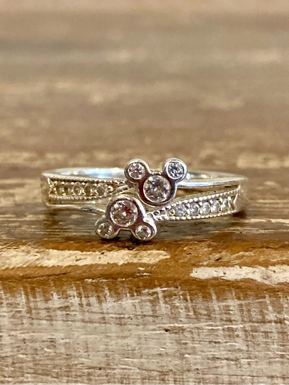 Sterling Silver 925 Disney Mickey Mouse Ring Clear Gem Size 8
